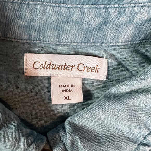 Coldwater Creek Women's sz XL Heathered Green LS Button Up Blouse Long Sleeve - Picture 3 of 10